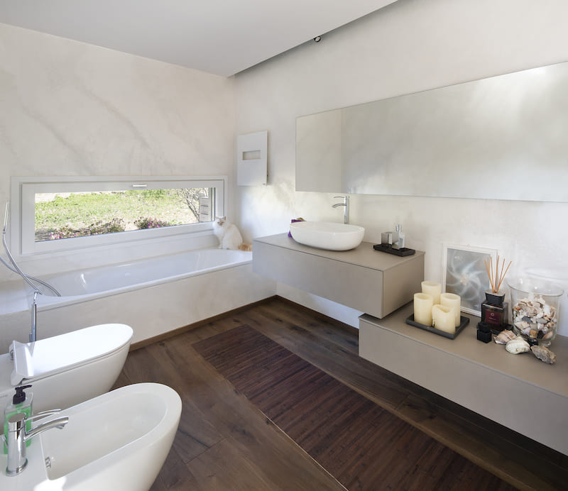 villa in legno stile moderno bagno elegante