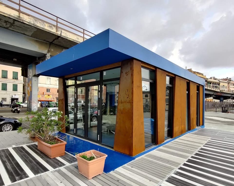 Fish lab installazione in legno realizzata nel Porto Antico di Genova