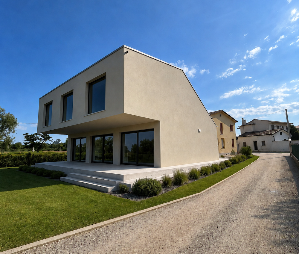villa in legno e lolla di riso treviso