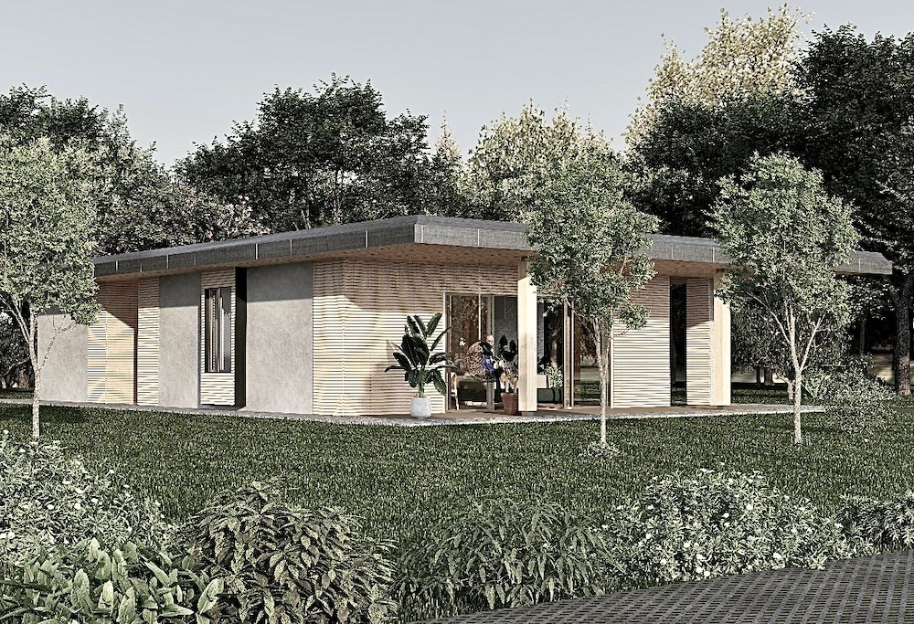 villa in legno e lolla ad un solo piano a morazzone