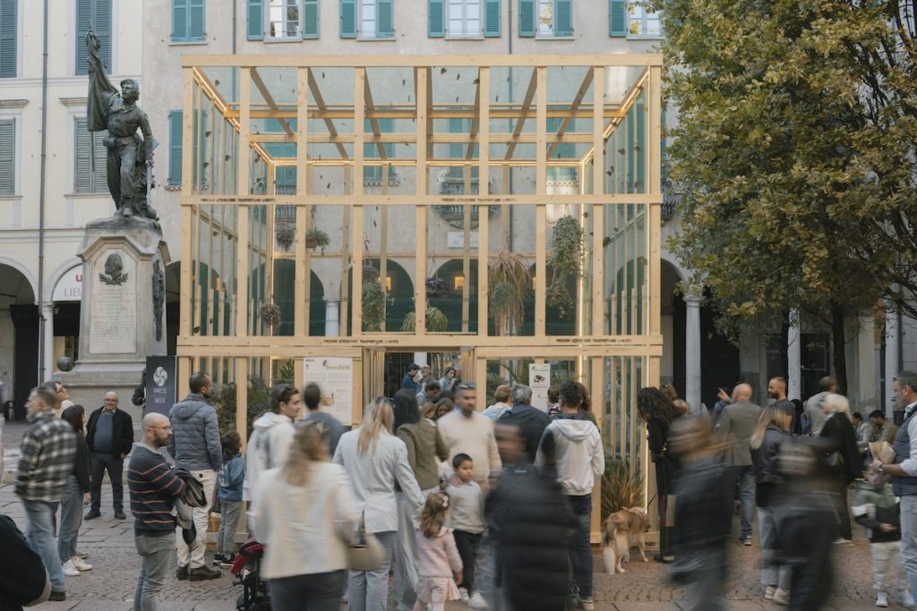 installazione in legno piazza garibaldino varese